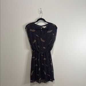 Lush Gold Feather Black Dress